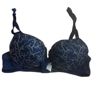 Lily Of France size 34A blue and cream bra